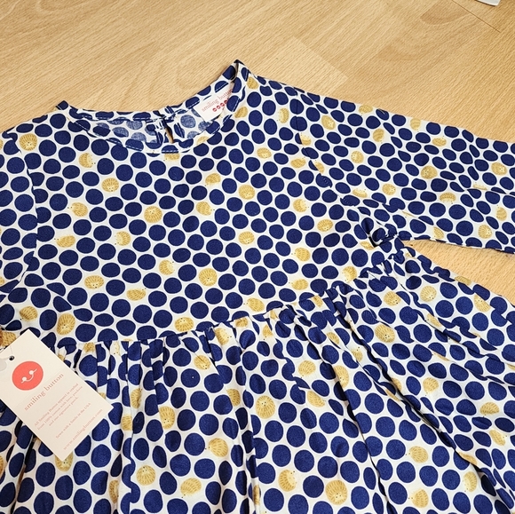 NWT Smiling Button Hedgehog Navy Polka Dot Cotton Dress Pockets Size 5 - Picture 7 of 16